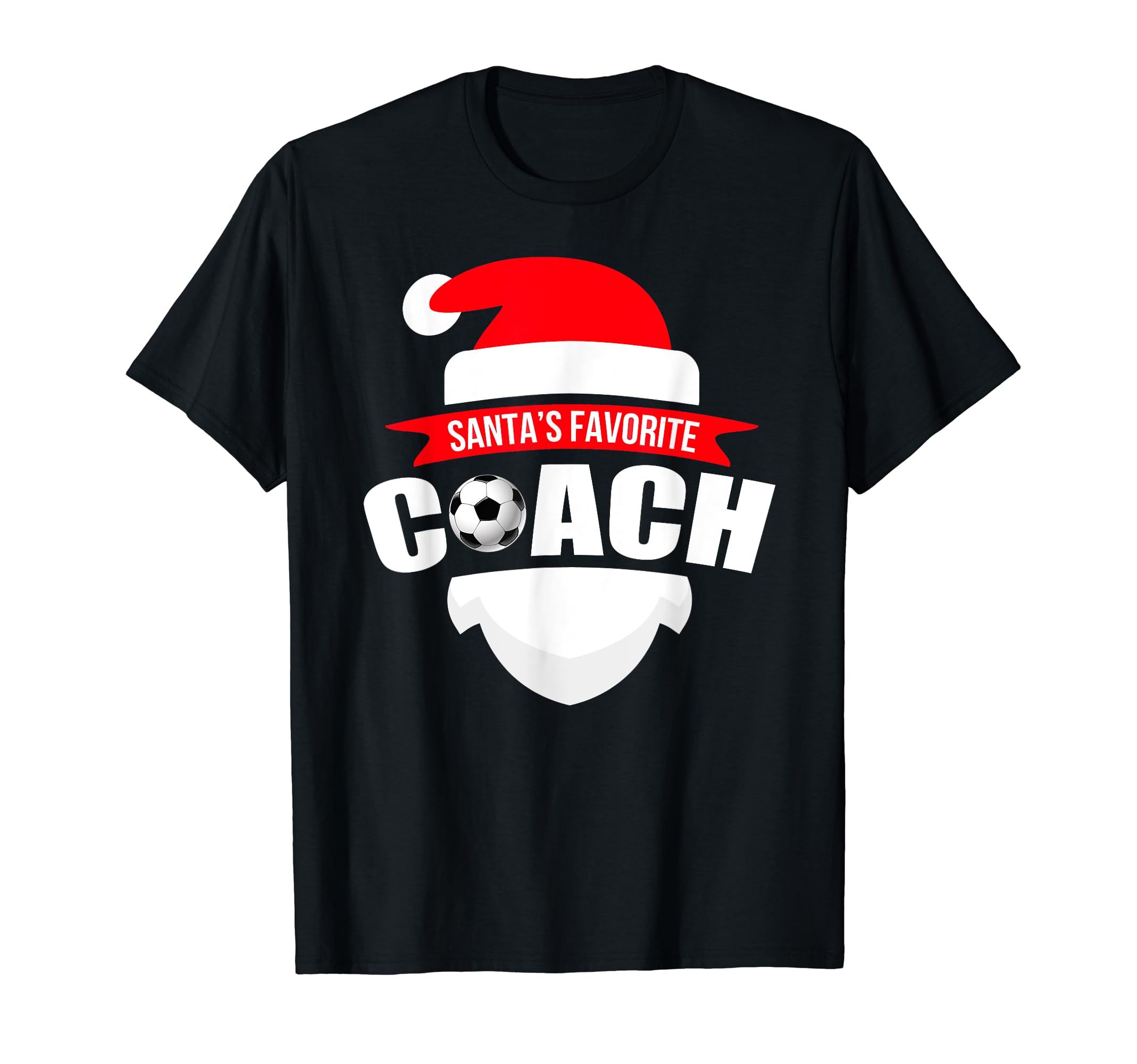 Santas Favorite Soccer Coach Funny T-Shirt - Fun Novelty Design Men Women