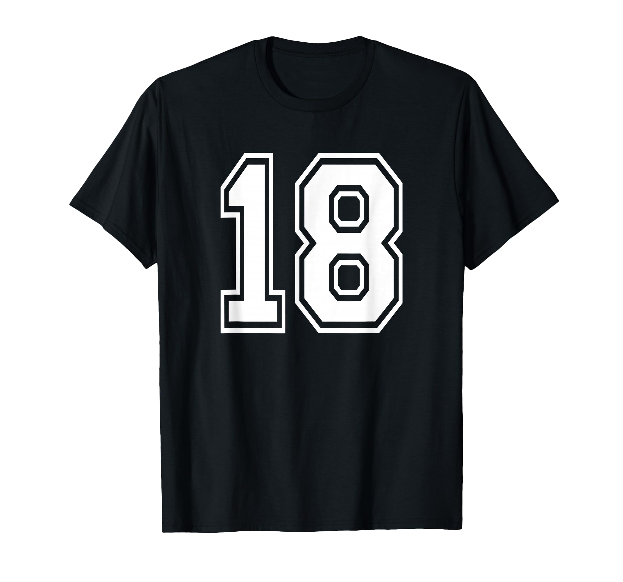 Number 18 Numbered Uniform T-Shirt - Casual Everyday Wear for Adults
