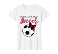 Peace Love Soccer Bow Teen Soccer Mom T-Shirt - Graphic Print Unisex