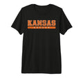 Kansas Soccer Orange Text Tri Blend T-Shirt - Minimalist Print for Adults