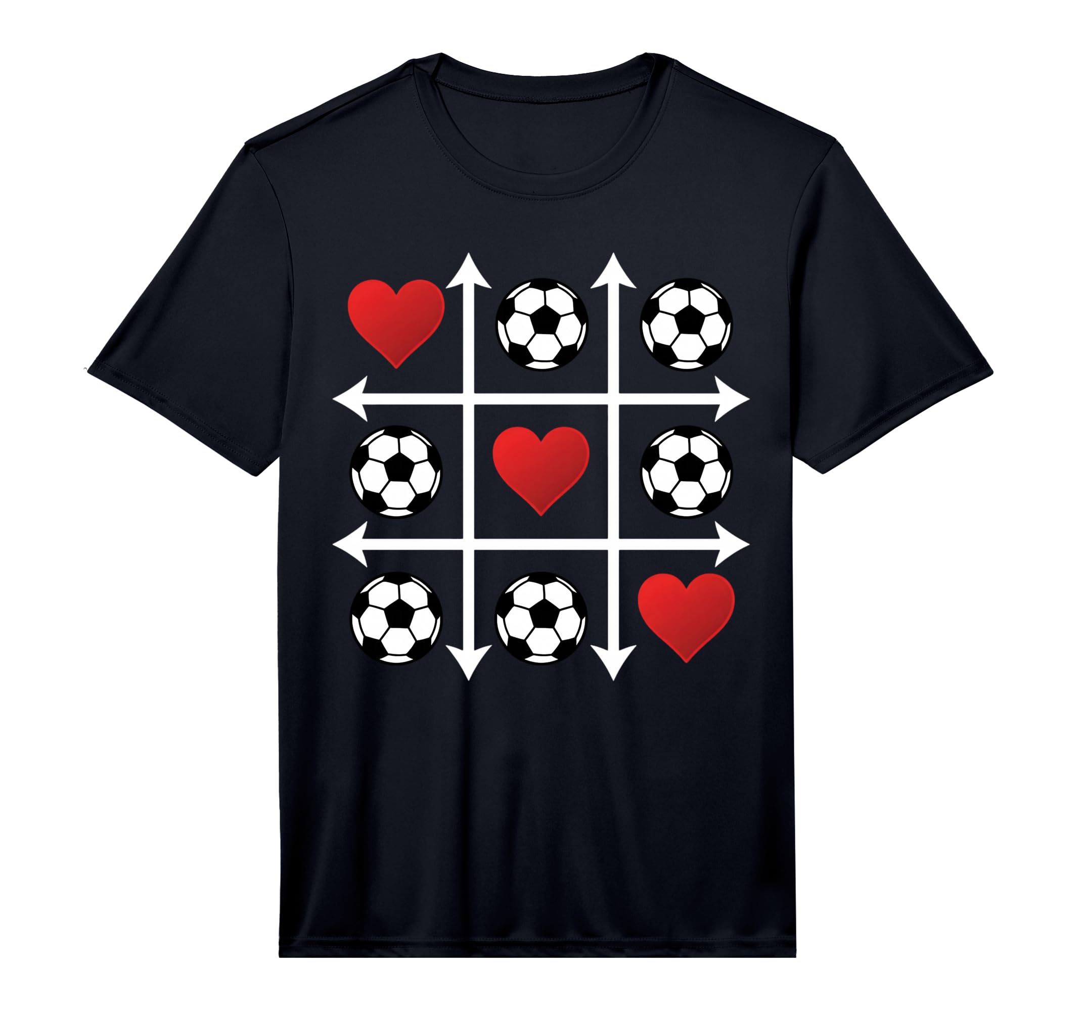 Soccer Valentine Heart Tic Tac Toe T-Shirt - Fun Novelty Design for Adults