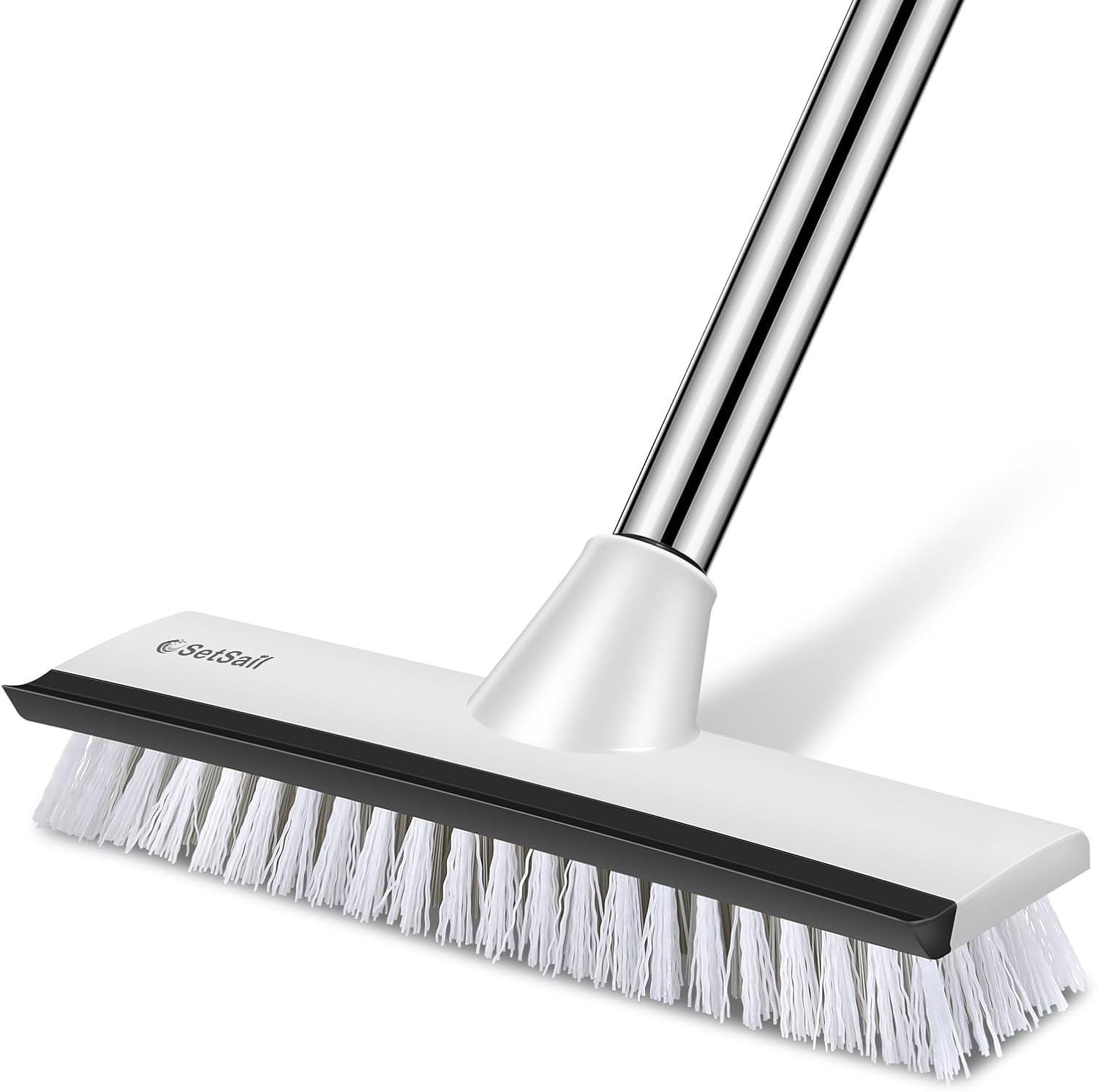 SetSail Floor Scrub Brush with 51-Inch Long Adjustable Handle 2 in 1 Scrape Brush Stiff Bristle Floor Scrubber for Cleaning Shower Bathroom Garage Kitchen Wall Deck Tub Tile