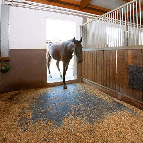 American Floor Tiles - Heavy Duty Stall Tiles - Stable/Horse Tiles - Thick, Durable Rubber Flooring Solid Black 6' x 8' Set 1/2" Thick (12 Tiles Total)