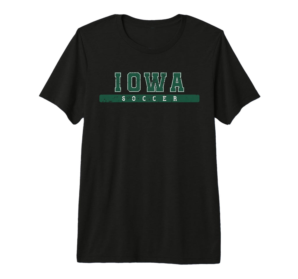 Iowa Soccer Green Text Tri Blend T-Shirt - Graphic Print Men Women