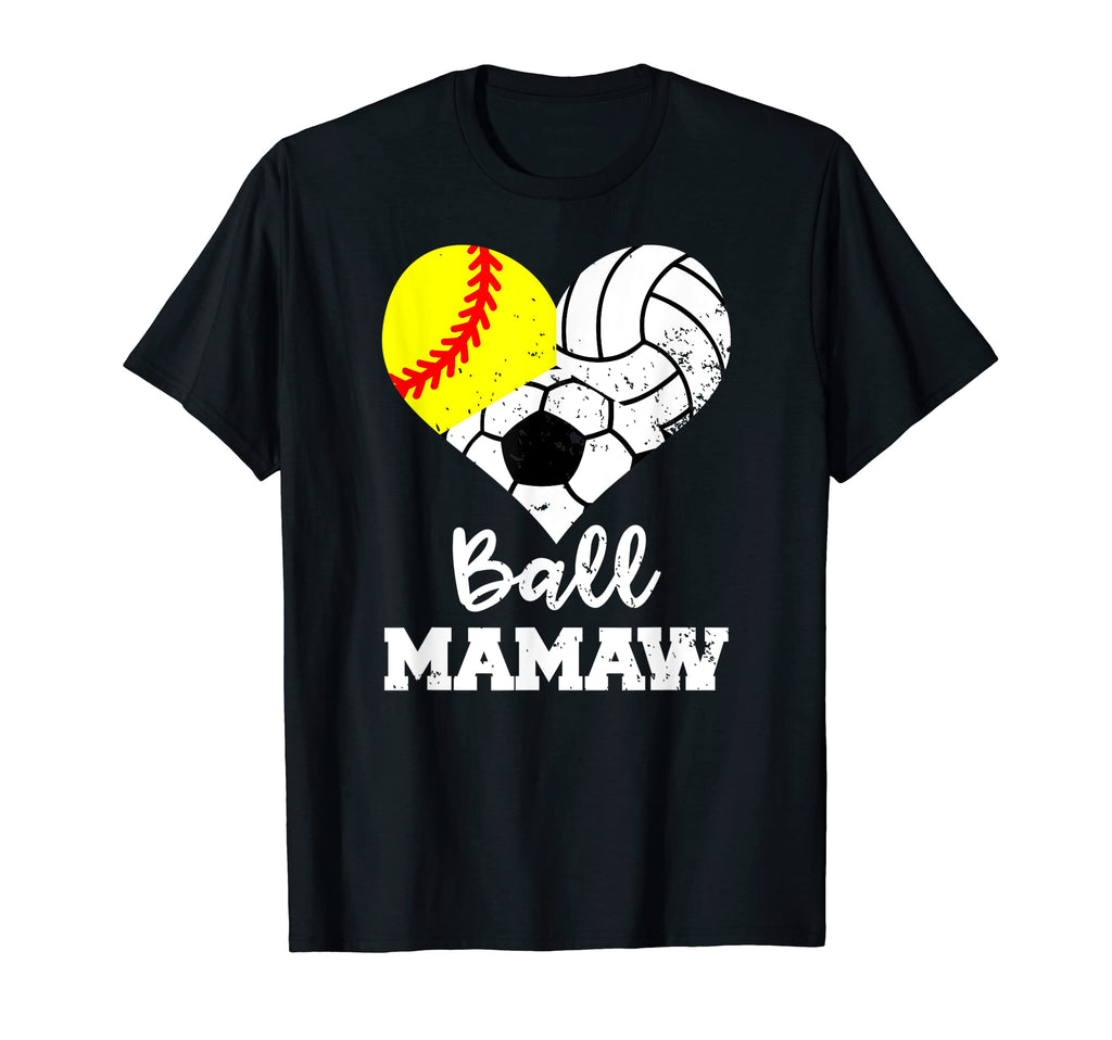 Ball Mamaw Heart Funny Softball T-Shirt - Custom Art Print Men Women