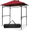 Outdoor Pop up Barbeque Grill Gazebo 8x5 with Carry Bag, Portable BBQ Canopy Tent with Handy Wired Shelf, Red