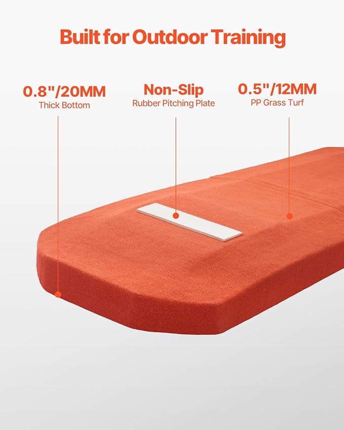 VEVOR Pitching Mound, Baseball Game Mound, Indoor/Outdoor Pitching Practice and Training Equipment, Softball Pitching Aids with Antifade Turf and Pitching Rubber