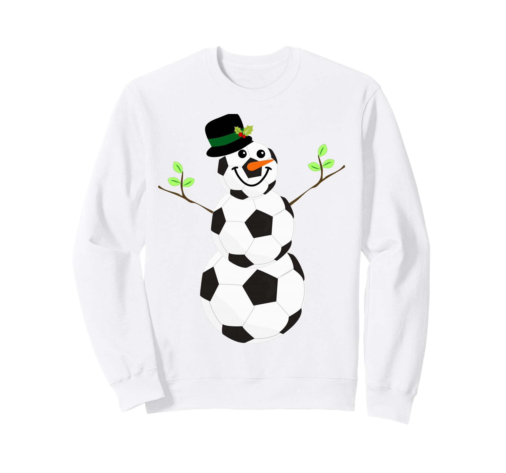 Soccer Balls Snowman Winter Sports Sweatshirt - Streetwear Style Unisex