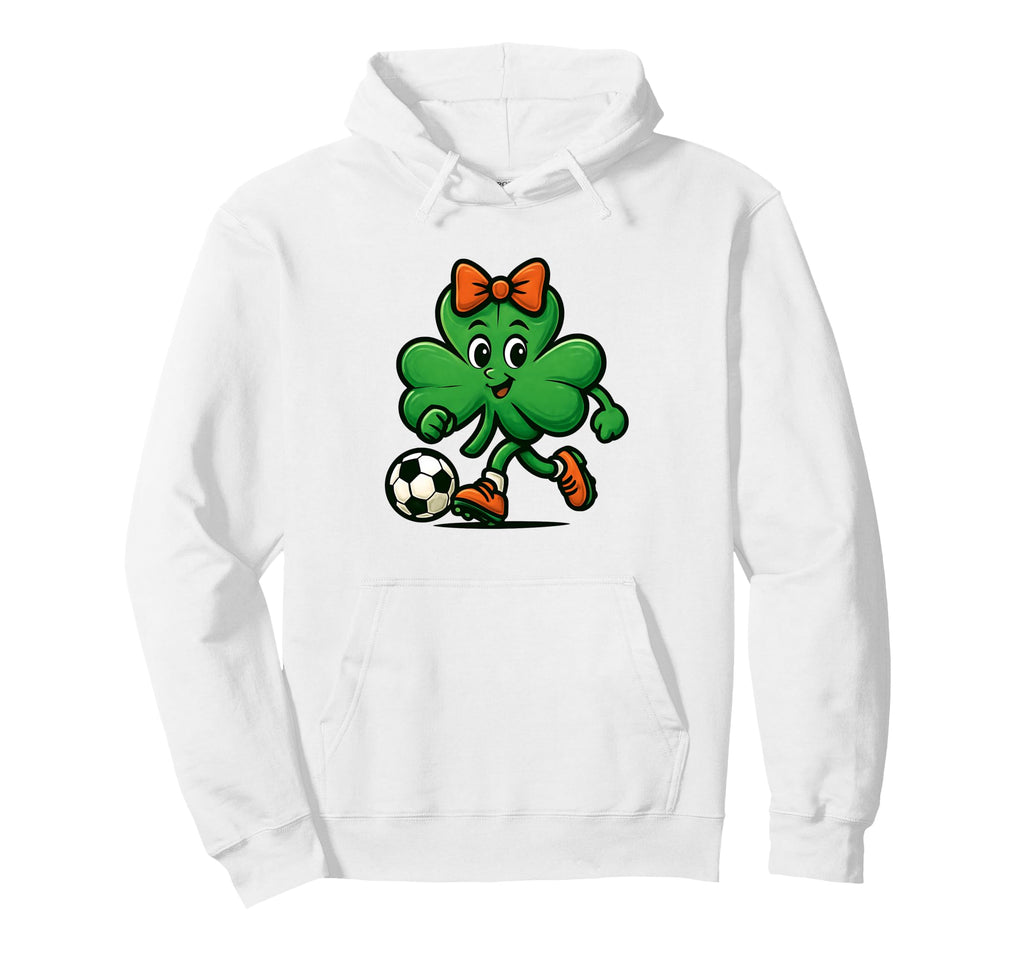 Soccer St Patricks Day Coquette Bow Shamrock Hoodie - Graphic Print Unisex