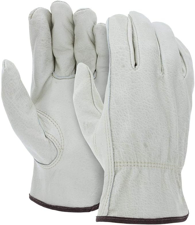 ATERET 24 Pairs X-Large Heavy Duty Durable Cowhide Leather Work Gloves I Driver Gloves for Truck Driving, Warehouse, Gardening, Farming