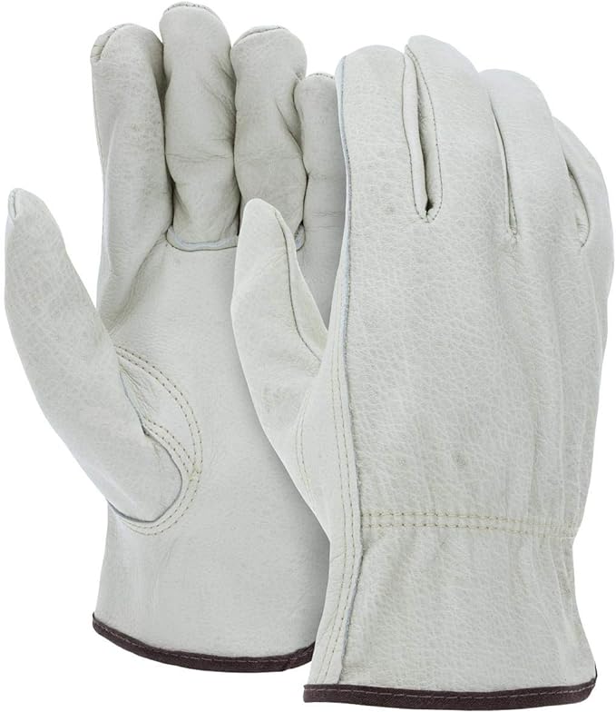 ATERET 12 Pairs Small Heavy Duty Durable Cowhide Leather Work Gloves I Driver Gloves for Truck Driving, Warehouse, Gardening, Farming