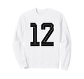12 White Number 12 Sports Fan Soccer Sweatshirt - Unique Graphic Men Women