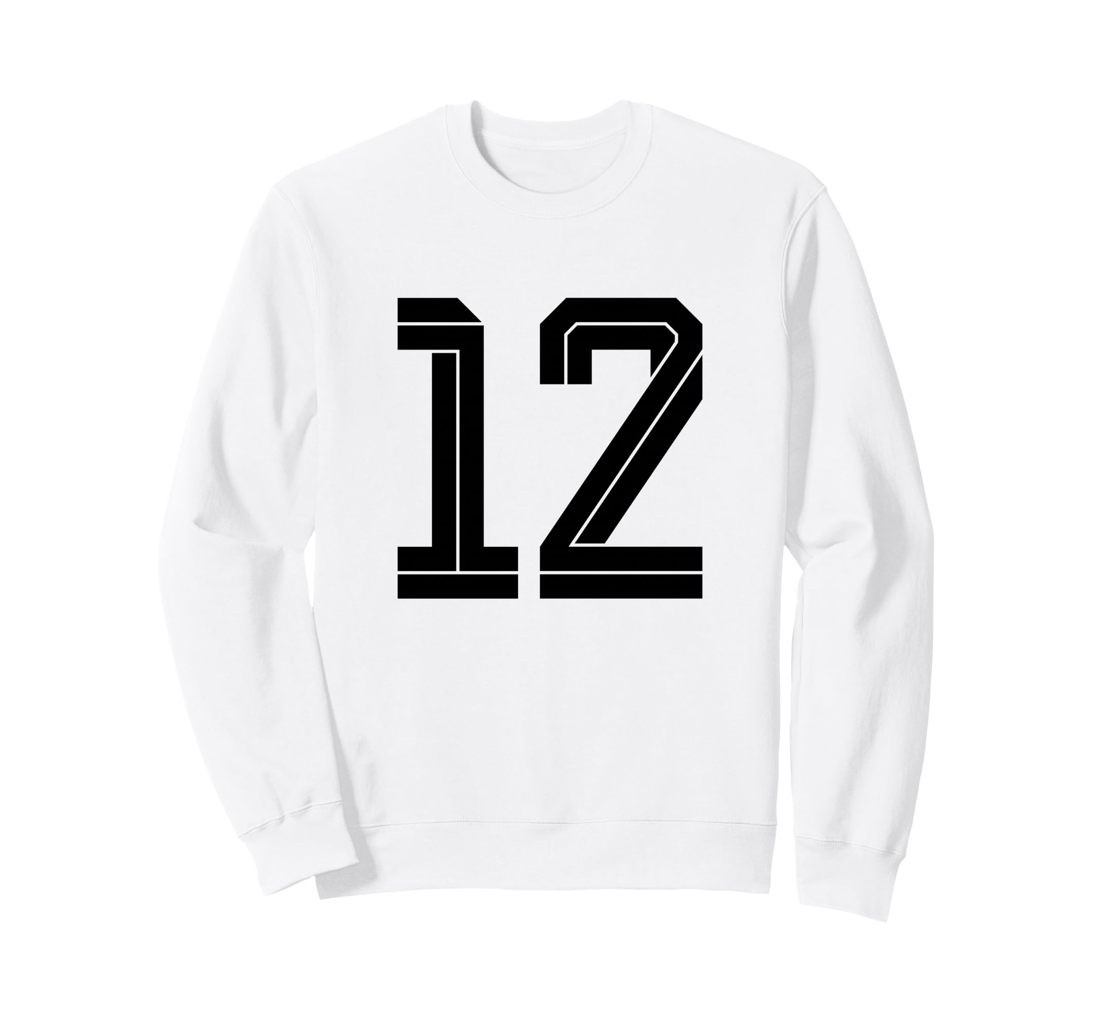 12 White Number 12 Sports Fan Soccer Sweatshirt - Unique Graphic Men Women