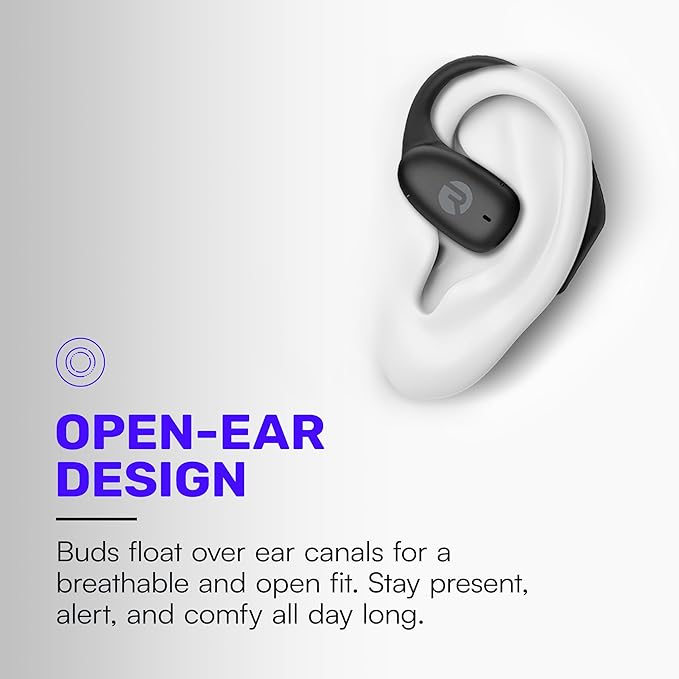 Raycon Essential Open Earbuds – True Wireless Open Ear Bluetooth 6.0 Headphones, Ultra-Lightweight, Comfort Hook Design, IPX4 Water Resistant, 36 Hours of Battery Life (Blue)