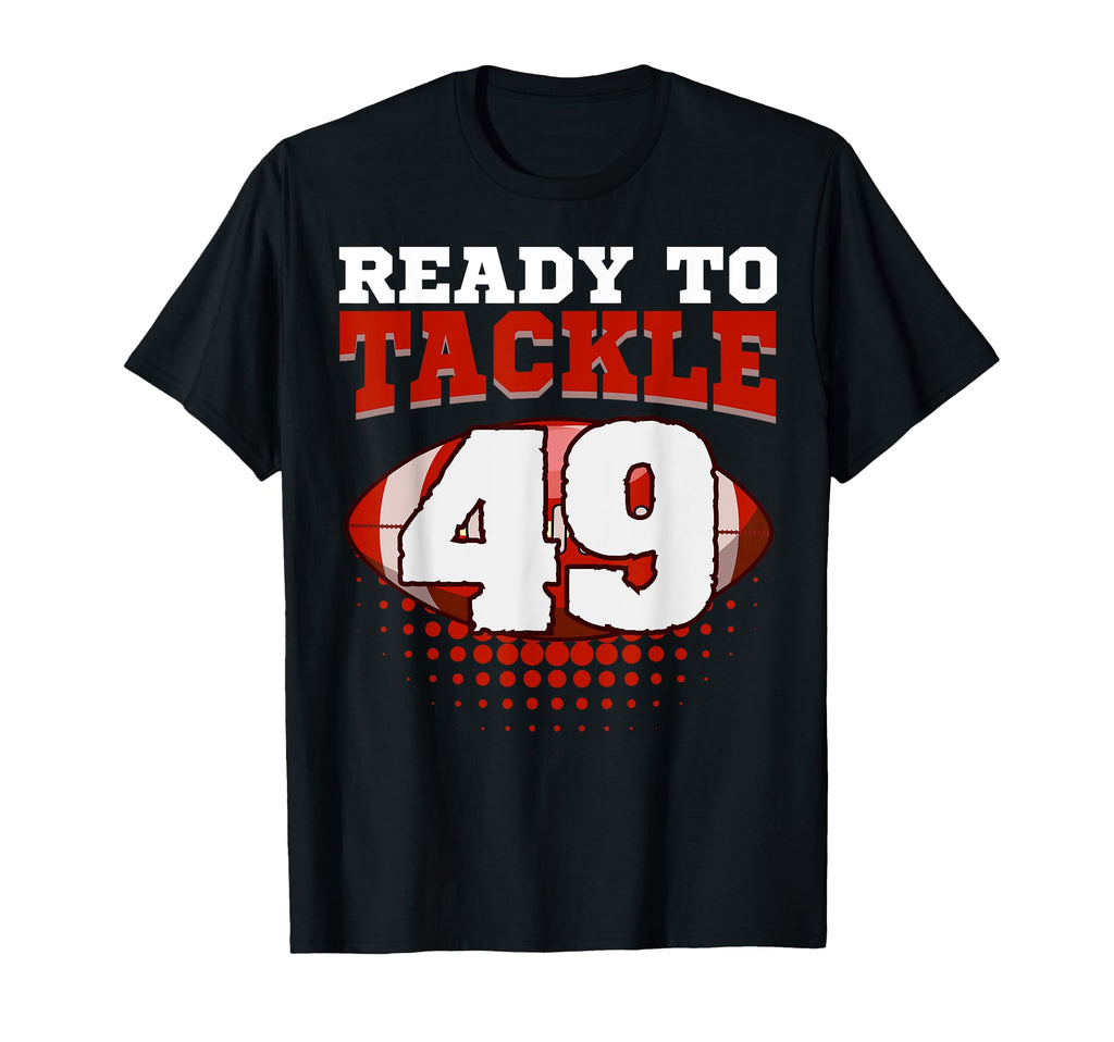 Football 49Th Birthday Player Tackle T-Shirt - Custom Art Print for Adults