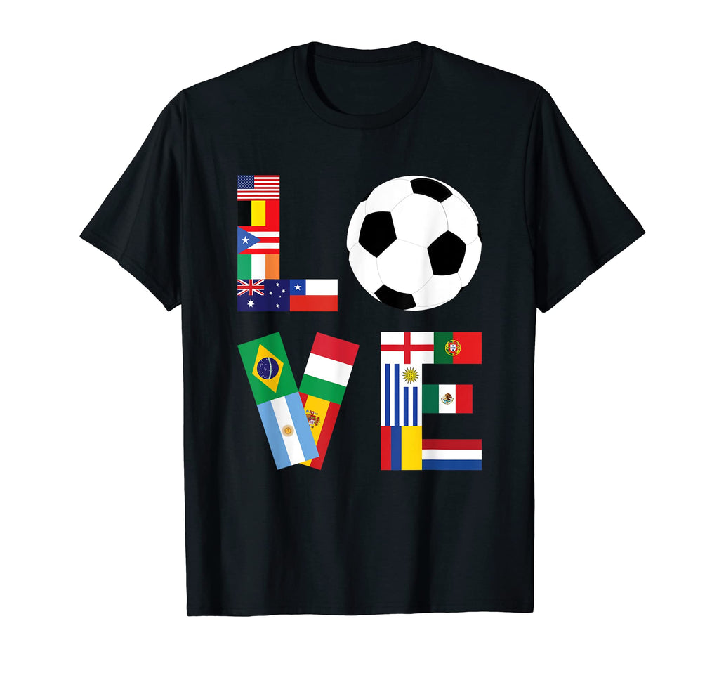 Soccer Sport Game Love World Flags Players T-Shirt - Graphic Print Unisex