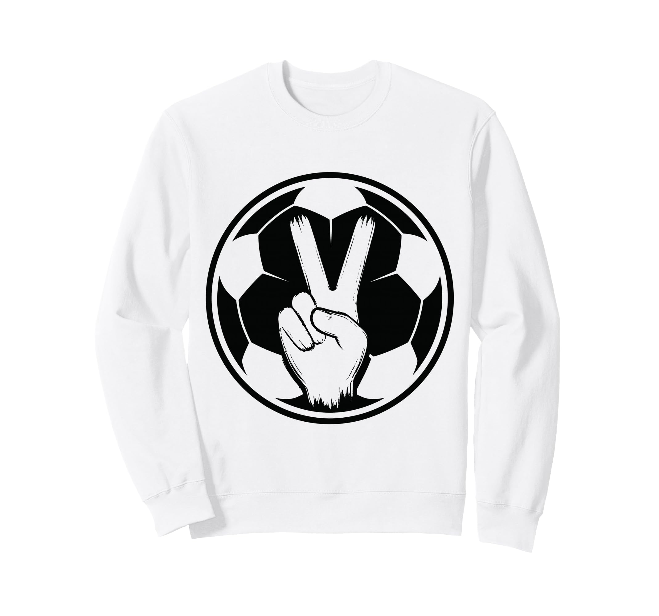 Soccer Peace Sign V Fingers Ball Sweatshirt - Fun Novelty Design Men Women