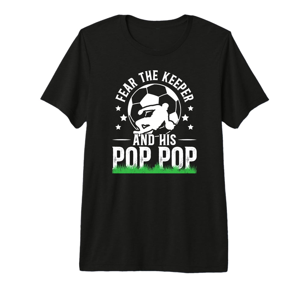 Mens Fear Soccer Keeper Pop Pop T-Shirt - Minimalist Print for Adults