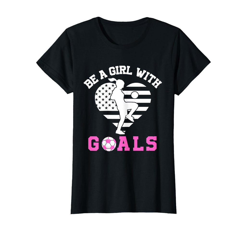 Be Goals Soccer Lover American Flag T-Shirt - Fun Novelty Design Men Women