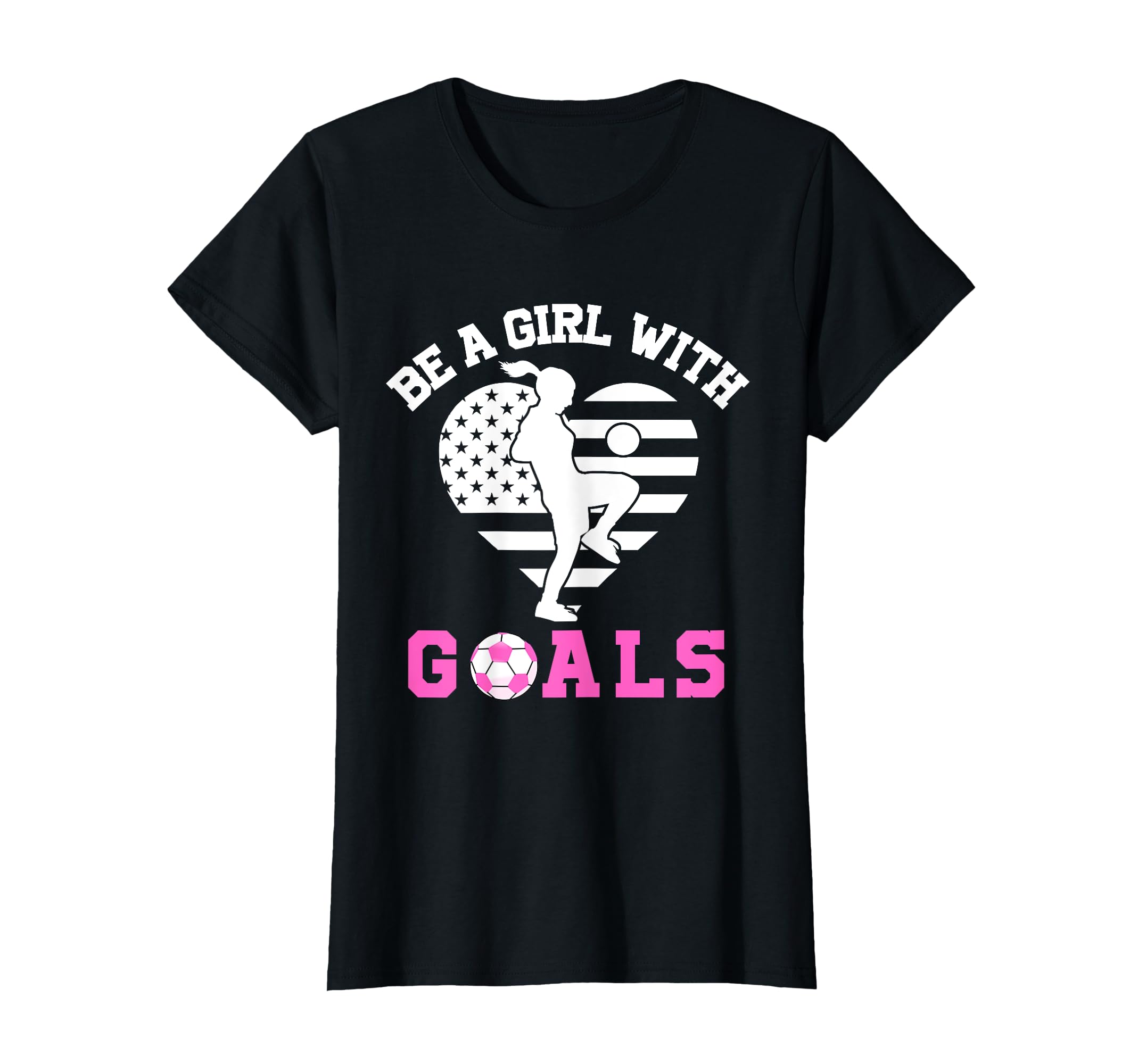 Be Goals Soccer Lover American Flag T-Shirt - Fun Novelty Design Men Women