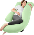 Sasttie Pregnancy Pillows for Sleeping, U Shaped Cooling Full Body Pillow with Removable Cover, Pregnant Women Must Haves, Maternity Essential, Light Green