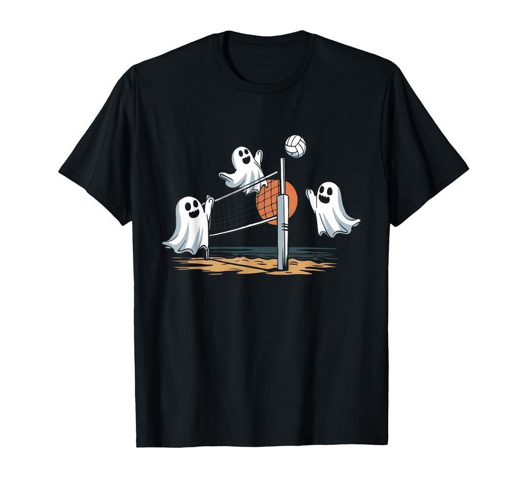 Funny Volleyball Halloween Ghost T-Shirt - Streetwear Style Unisex