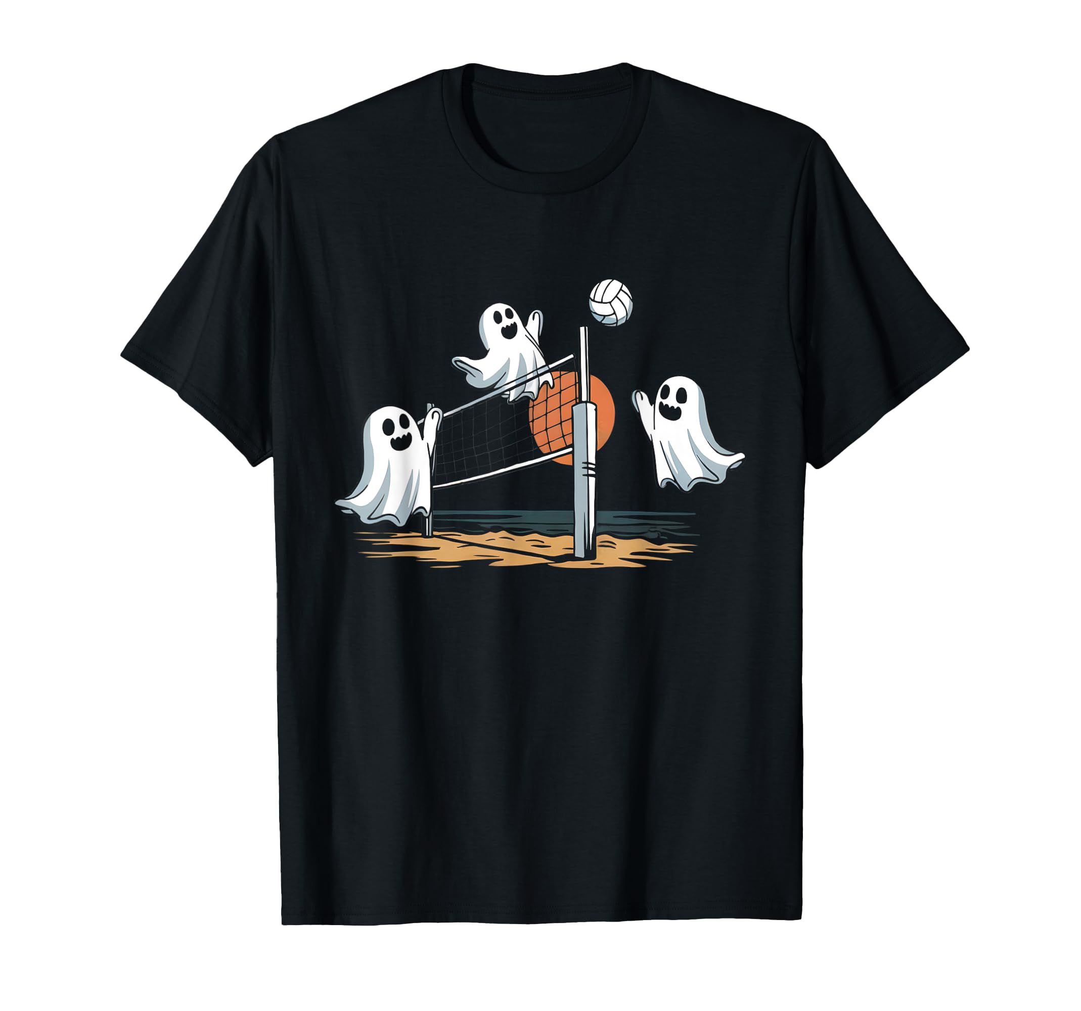 Funny Volleyball Halloween Ghost T-Shirt - Streetwear Style Unisex