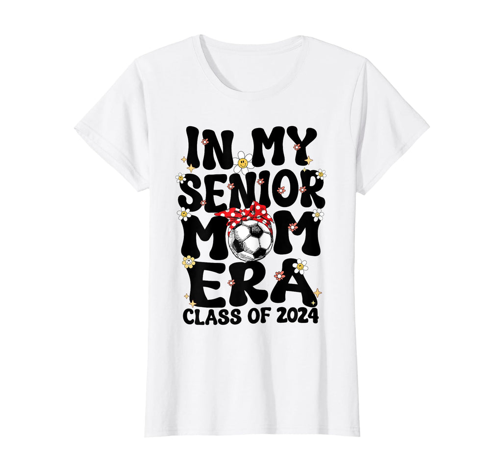 My Senior Soccer Mom Era Groovy T-Shirt - Novelty Apparel for Adults