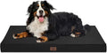 Outdoor Extra Large Dog Crate Bed, Big Waterproof Dog Bed for Large Dogs, Orthopedic Egg Foam Pet Bed Mat with Removable Cooling Cover, Black