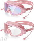 Adult Swimming Goggles,Leak-Proof,Anti-Fog Pool Glasses,Wide View Swim Goggles with Ear Plugs and Nose Clip