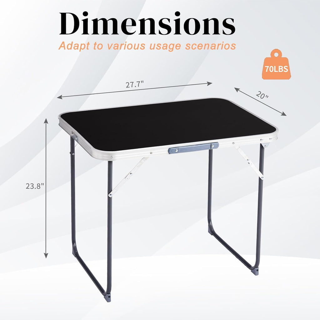 Outvita 2.3ft Portable Folding Camping Table, Outdoor Waterproof Picnic Table, Aluminum Lightweight Suitcase Foldable Table for Picnic BBQ Beach Dining
