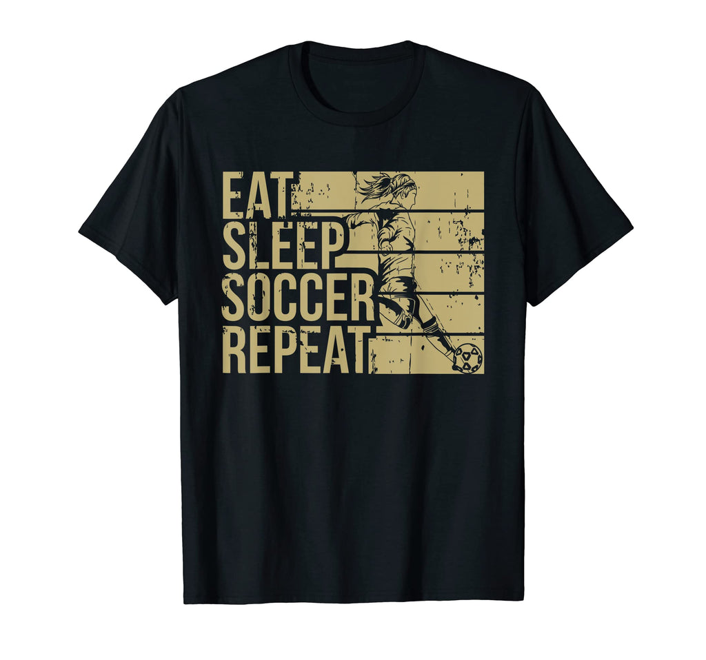 Eat Sleep Soccer Repeat Funny Footballer T-Shirt - Graphic Print Unisex