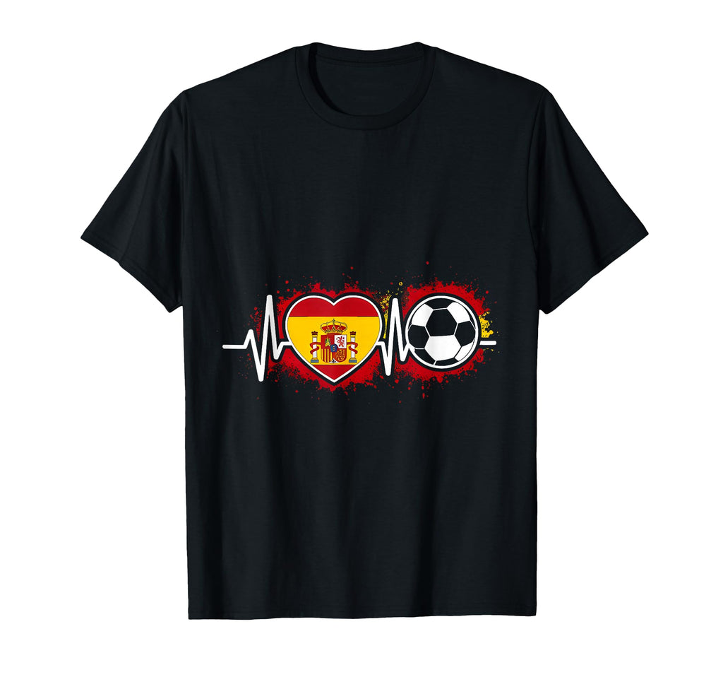 Spanish Football Heartbeat Spain Soccer T-Shirt - Unique Graphic Men Women