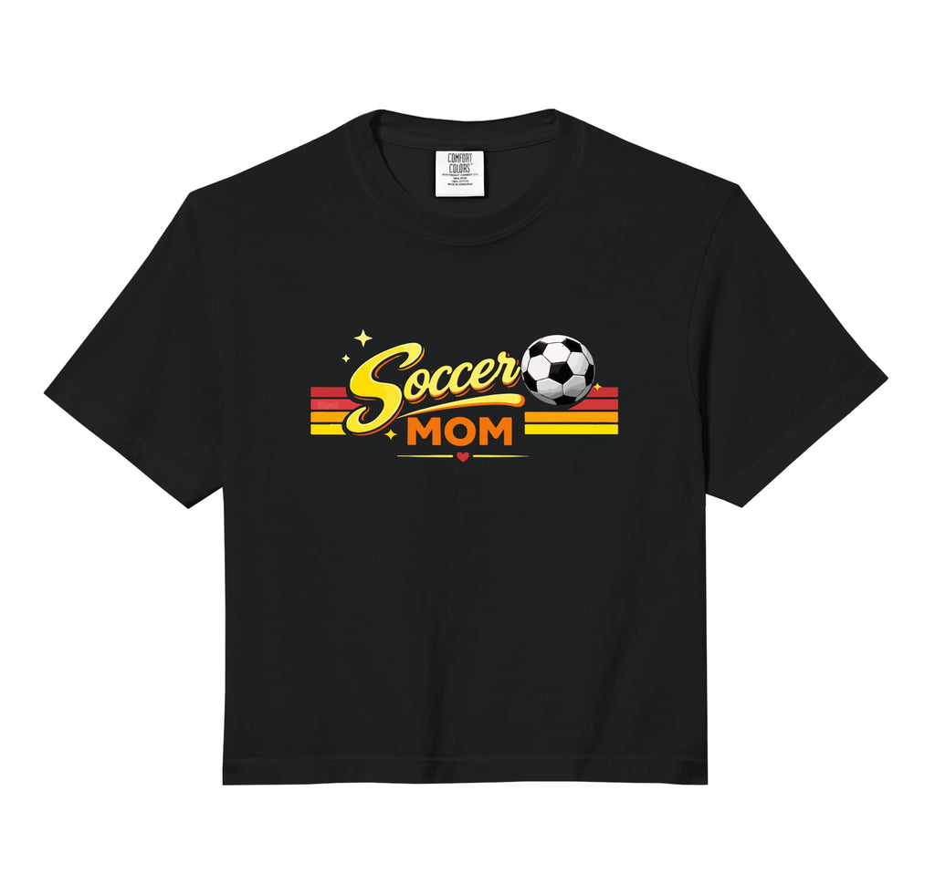 Mothers Day Soccer Mom Comfort Colors Crop T-Shirt - Trendy Graphic Unisex