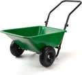 Folding Dual-Wheel Wheelbarrow,Heavy-Duty 330 LB Garden cart,10 inch Air-Filled Tires,Home Garden Yard Utility for Outdoor Lawn Yard Farm Ranch(Green)