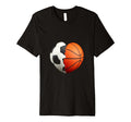 Split Heart Soccer Basketball T-Shirt - Fun Novelty Design Men Women