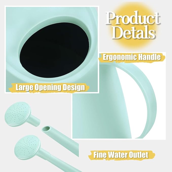 Watering Can for Indoor Plants, Small Watering Cans for House Plant Garden Flower, Long Spout Water Can for Outdoor Watering Plants 1. 8L 1/2 Gallon (Green)