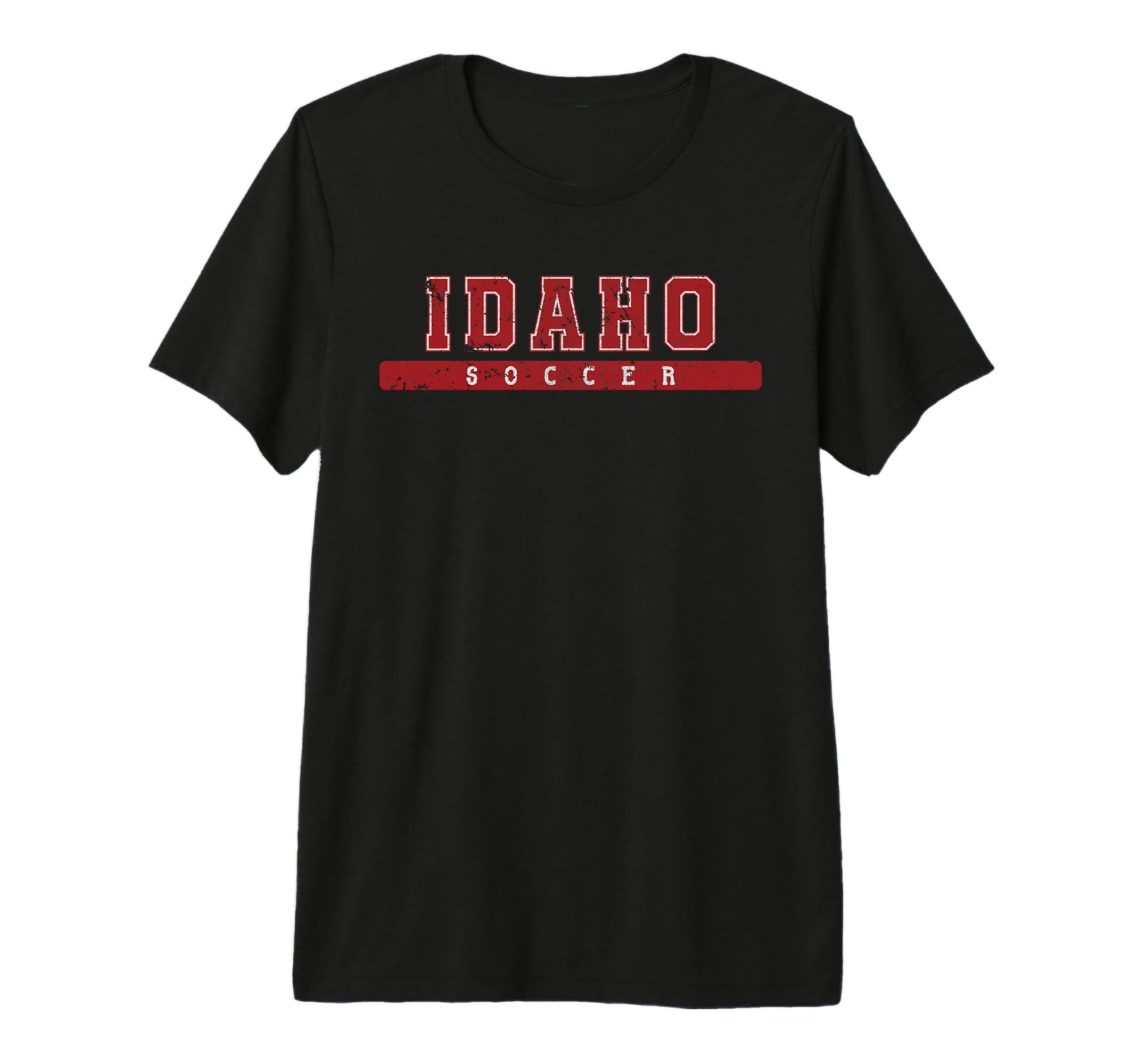 Idaho Soccer Red Text Tri Blend T-Shirt - Minimalist Print for Adults