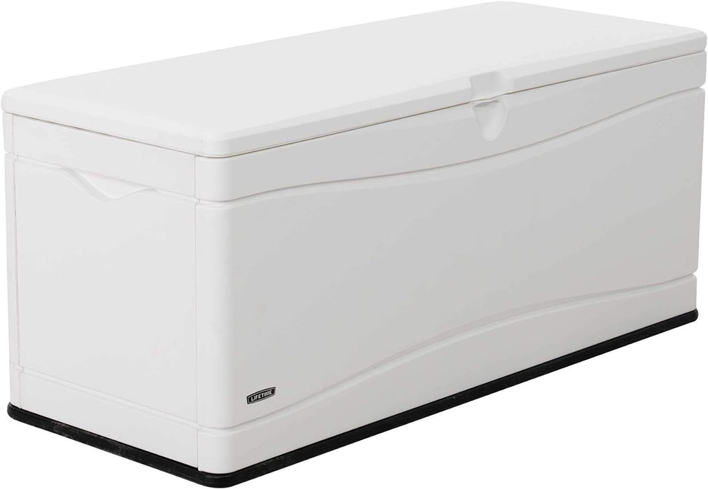 LIFETIME Outdoor Storage Deck Box, 130 Gallon, Arctic White, Lockable, UV-Protected, for Decks and Marine Docks