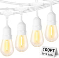 SUFEIMAS 100FT White Outdoor String Lights,IP65 Waterproof 30+2 Plastic LED Bulbs 2700K White Patio String Lights for Outside Porch, Pergola, Backyard, Bistro, Garden,Wedding Lights
