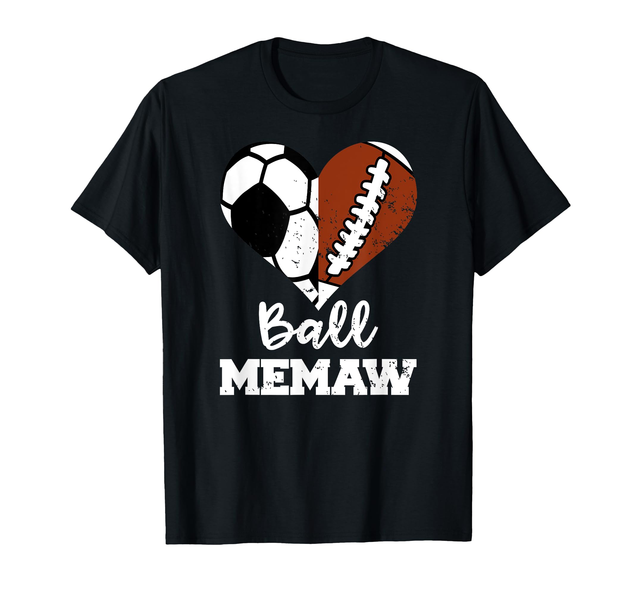 Ball Memaw Heart Funny Soccer T-Shirt - Custom Art Print for Adults