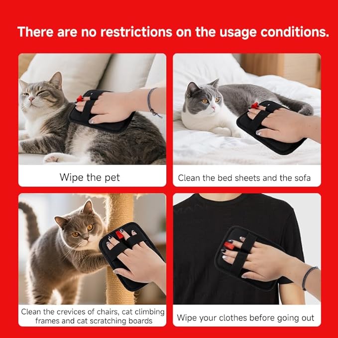 Pet Hair Remover, Electrostatic Pet Hair Removal Gloves-2-piece Set, Reusable Cat & Dog Hair Remover for Couch, Furniture, Carpet, Curtain, Upgraded Animal Fur Removal Tool