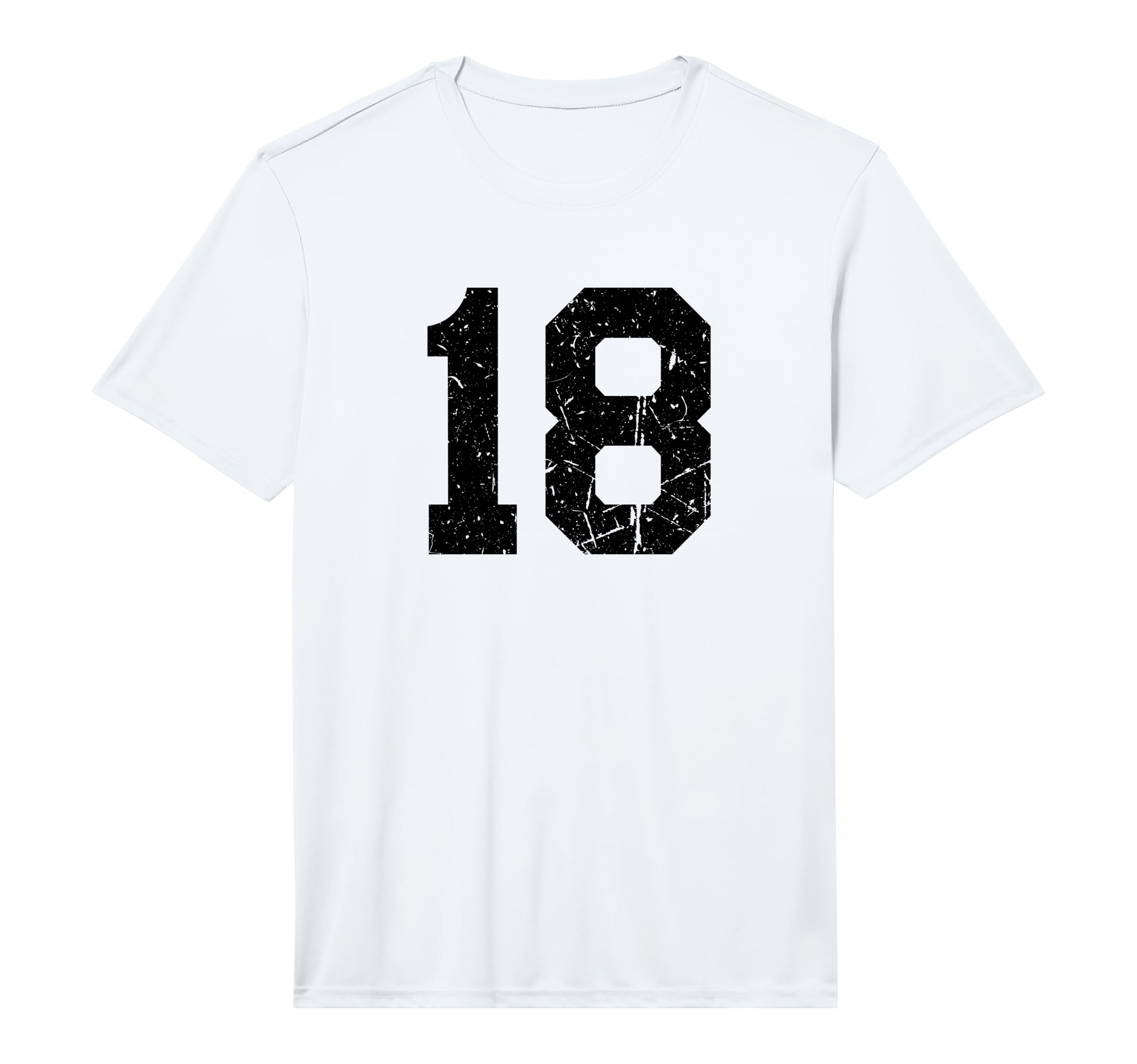 Number 18 Sport Black Distressed T-Shirt - Fun Novelty Design Unisex