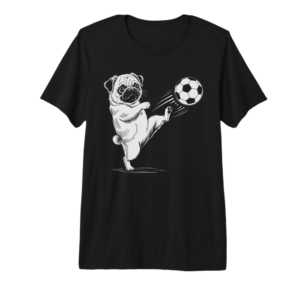 Kawaii Soccer Pug Ball Scoring Dog Score T-Shirt - Custom Art Print Unisex