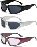 SOAR&EAGLE Y2K 3Pack Polarized sunglasses Wrap Around Men's Women's sunglasses Fashion Sport Shades Sun Glasses