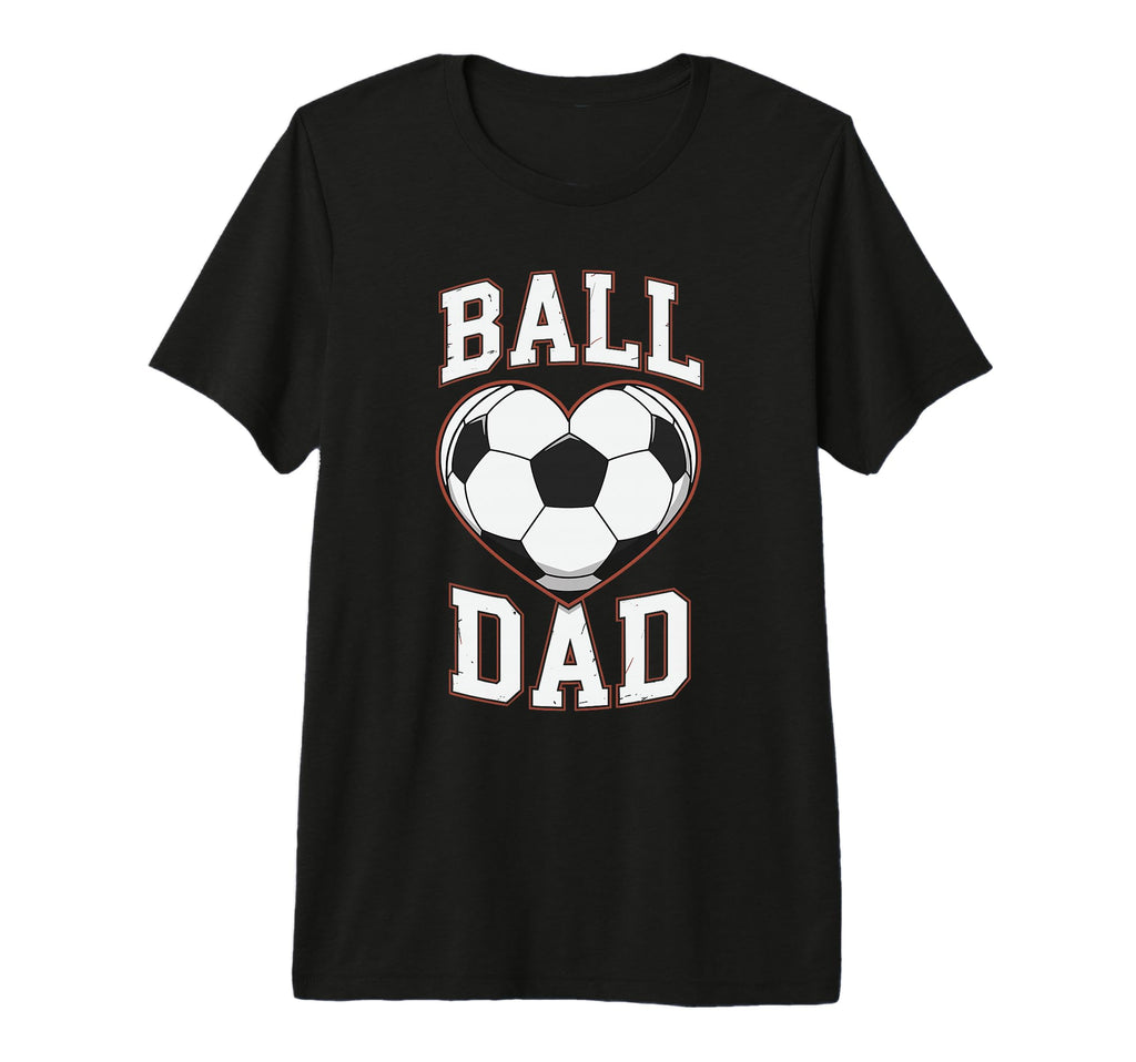 Mens Ball Dad Heart Soccer Father T-Shirt - Minimalist Print Men Women