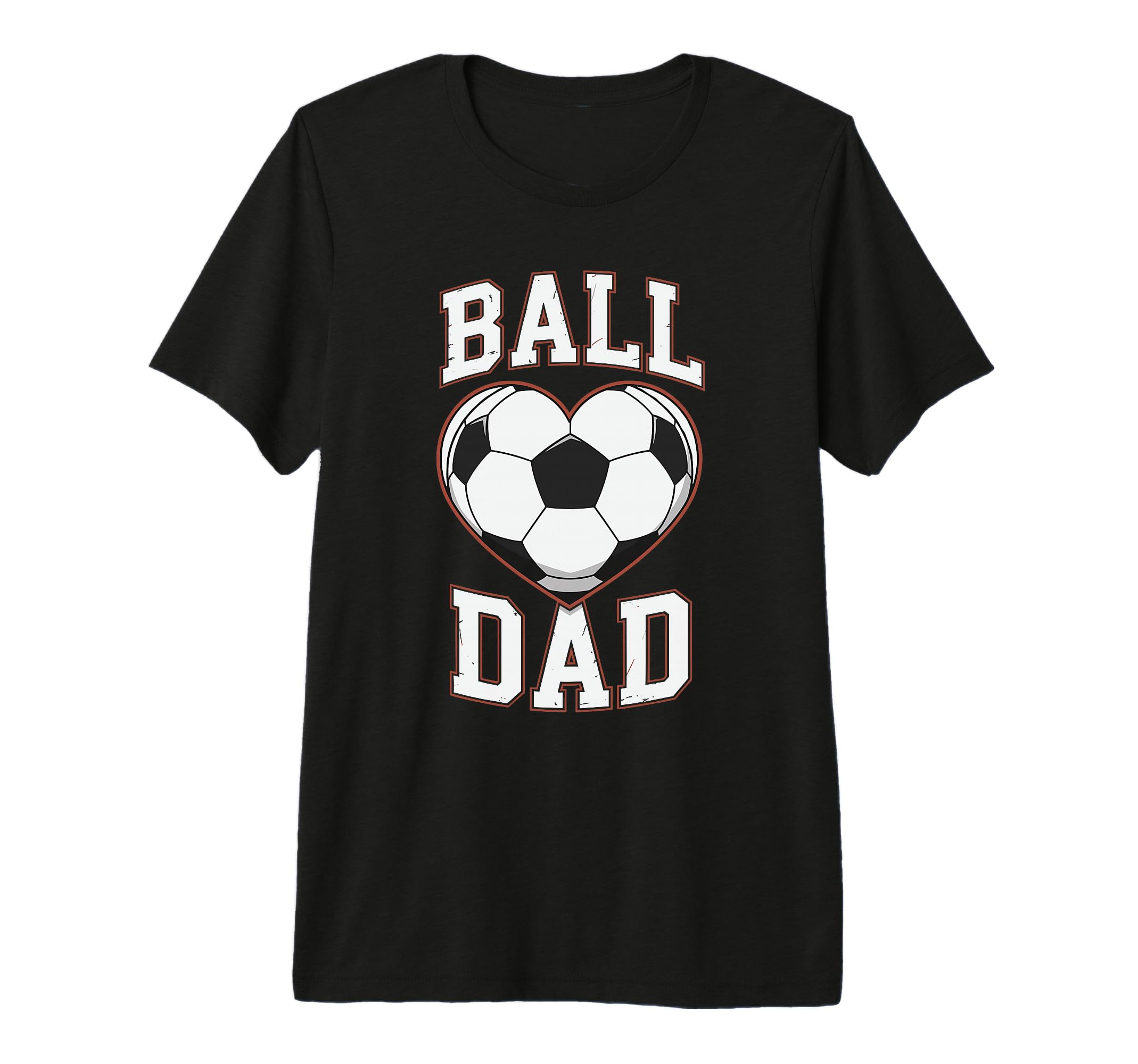 Mens Ball Dad Heart Soccer Father T-Shirt - Minimalist Print Men Women