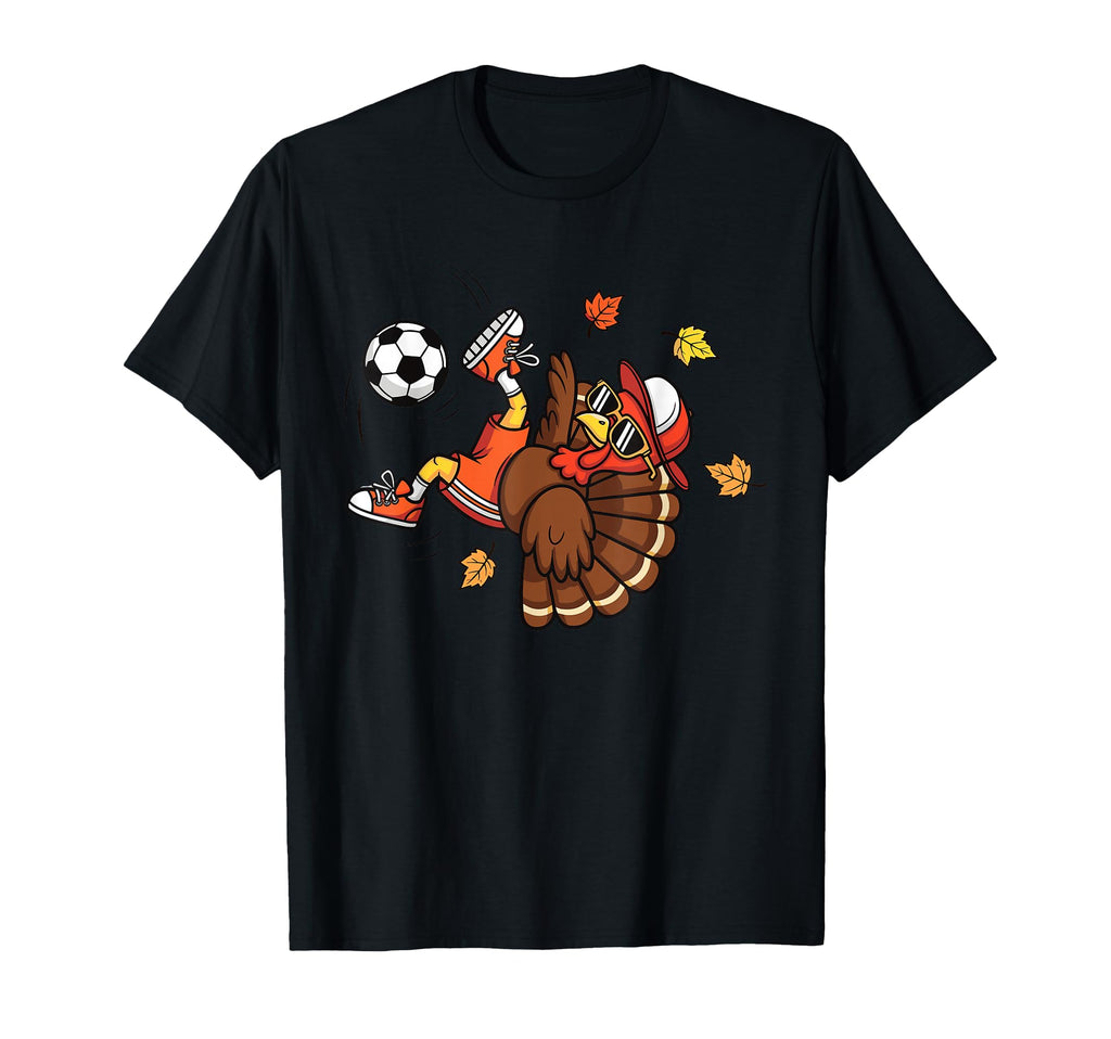 Funny Turkey Soccer Thanksgiving Teens T-Shirt - Novelty Apparel Men Women
