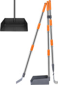 Niubya Pooper Scooper for Dogs, Metal Poop Scooper Tray Spade and Rake Set, Poop Scoop with Adjustable Long Handle, Dog Pooper Scooper for Pet Waste Removal