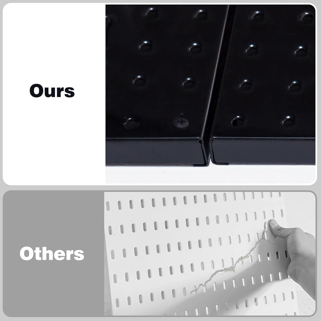 48x24 inch Black Metal Pegboard Kit for Wall Organization with Hooks, Garage Storage Bins, and Utility Tool Board, Efficient Tool Organizer Peg Board
